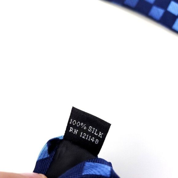 Kenneth Cole Reaction Blue Check Woven Silk Tie - Picture 4 of 6